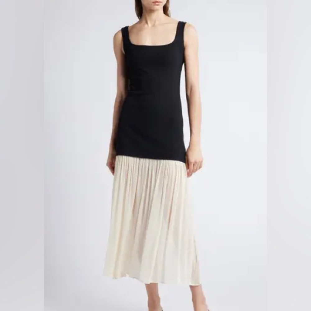 Gia Pleated Mixed Media Midi Tank Dress - sold out online